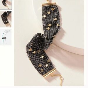 Waterfall Beaded Mesh Boho Peasant Modern Hipster Hippie Art Deco Farm Bracelet